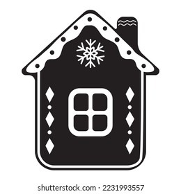 Ginger house template, Christmas cookies, black color template, isolated vector illustration icon