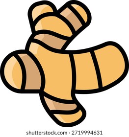 ginger icon illustration design with filled outline, this is not made from any AI generation