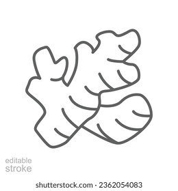 Ingwer-Symbol. Naturgemüse. Kurkuma Gewürz Fresh Ingwer Wurzelrhizome Würzherb für Detox Food Apps Website editable Takt. Skizze-Stil, Vektorgrafik-Design auf weißem Hintergrund. EPS10