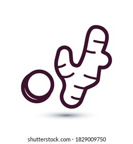 Ginger icon thin line for web and mobile, modern minimalist flat design. Eps 10 vector illustration.