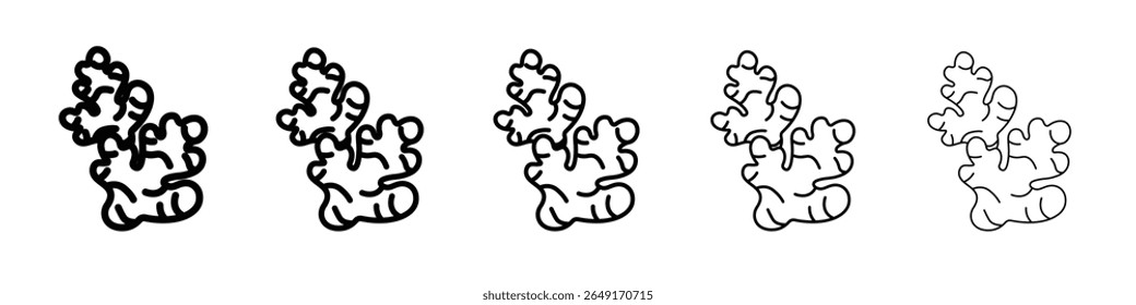 ícone de gengibre conjunto fino de marca de logotipo de contorno