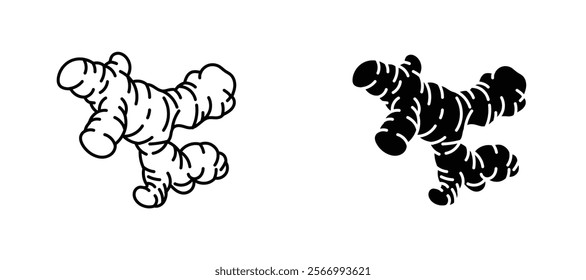 Ginger icons in outline and fill. vector illustration for ui.