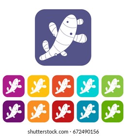 Ginger icons set vector illustration in flat style In colors red, blue, green and other