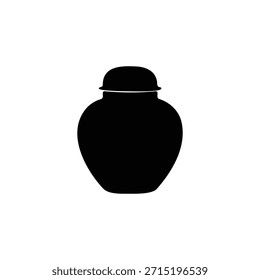 Diseño plano de Vector de icono de silueta de tarro de jengibre.