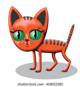 Ginger kitten. Character. Cartoon. Logo. Avatar. Emblem.