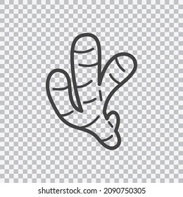 Ginger line icon. Vector isolated on transparent background.
