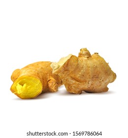 Ginger low poly. Spicy, fragrant and tasty ginger. Symbols of spice. Elements for design. Vector illustration. Ginger in triangulation technique.