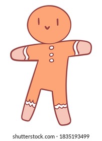 Ginger man cartoon character vector. Christmas symbol on a white background. New Year's element  for print, paper, decoration.