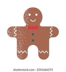 Gingembre homme cookie. Homme en pain d'épices. Carte de voeux Fête Noël ou hiver. Illustration vectorielle dessinée à la main.