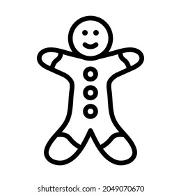 Ginger man flat line icon. Merry Christmas and Happy New Year symbol. Outline sign for mobile concept and web design, store.