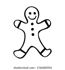 Ginger man, isolated simple hand drawn vector illustration in black and white doodle style 