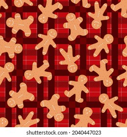 Ginger man seamless pattern. Christmas print.