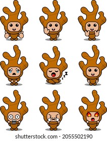 ginger mascot disfraz vectorial caricatura ilustración del personaje conjunto de expresiones lindas