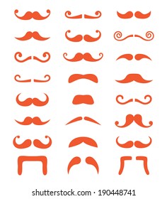 Ginger moustache or mustache vector icons set