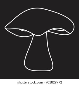 Ginger mushroom outline icon vector illustration for design and web isolated on black background. Mushroom vector object for labels logos and advertising