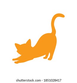 Ginger orange cat pose silhouette isolated on white background. Vector