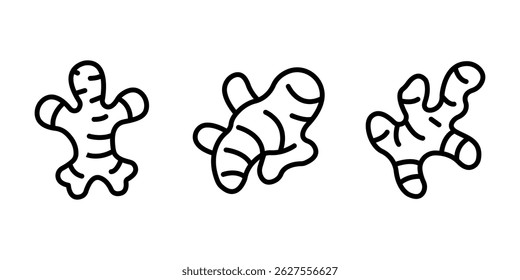 contorno de gengibre ou conjunto de design de ícone de linha.