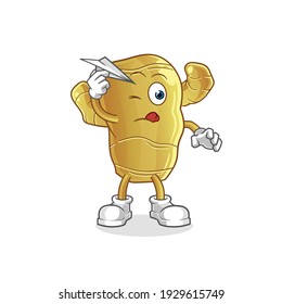 ginger with paper plane character. cartoon mascot vector