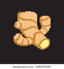 Ginger pixel art, vector illustration on isolated background.
