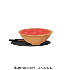 ginger in a plate vector illustration