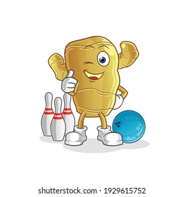 ginger play bowling illustration. character vector