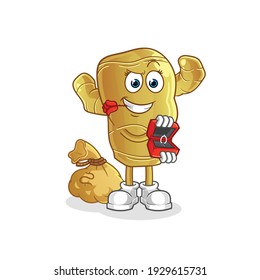 ginger propose and holding ring character. cartoon mascot vector