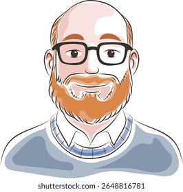 gengibre ruivo cabelo homem com barba doodle estilo