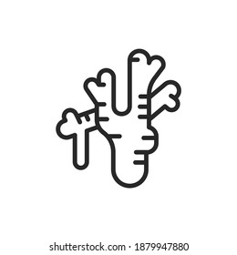 Ginger root black line icon. Spices, seasoning. 