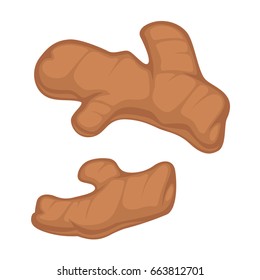 Ginger root in brown color isolated on white