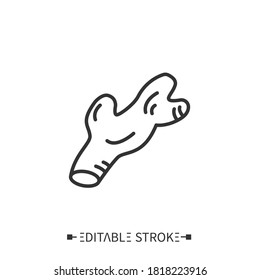  Ginger root line icon. Superfood. Organic healthy energetic food for balanced nutrition. Detox and weight loss supplements. Vegetarian food. Isolated vector illustration. Editable stroke. 