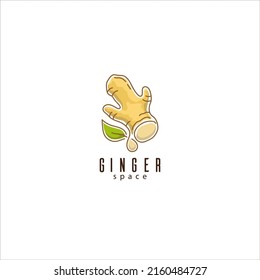 Ginger root logo design concept. Ginger illustration with line, simple and iconic graphic concept. Suitable for brand logos for ginger products or ginger powder products or herbal drink products etc