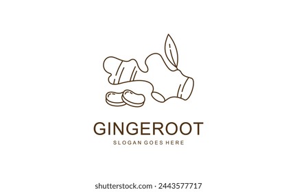 Ginger Root Logo Design. Herbal Spice Vector Isolated on White Background