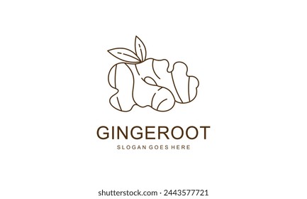 Ginger Root Logo Design. Herbal Spice Vector Isolated on White Background