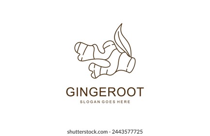 Diseño de Logo de Ginger Root. Vector de especias de hierbas aislado sobre fondo blanco