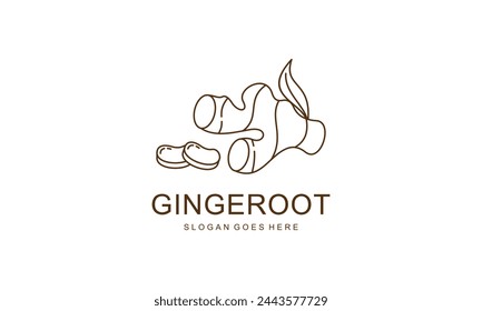 Ginger Root Logo Design. Herbal Spice Vector Isolated on White Background