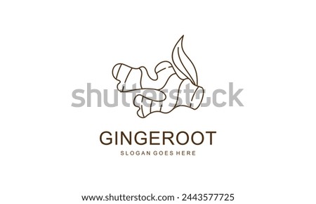 Ginger Root Logo Design. Herbal Spice Vector Isolated on White Background