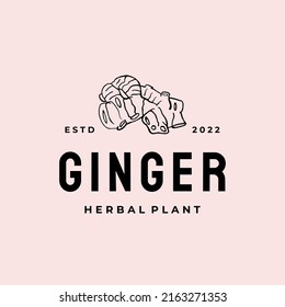 Ginger root logo. Herbal spice logo design vector Illustration
