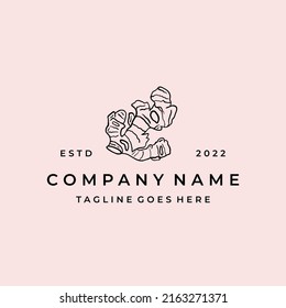 Ginger root logo. Herbal spice logo design vector Illustration