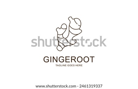 Ginger root logo. Round linear logo of ginger Stock photo © 