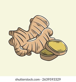 Ginger Root and Slices Illustration