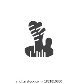 Ginger root vector icon. filled flat sign for mobile concept and web design. Ginger spice glyph icon. Symbol, logo illustration. Vector graphics