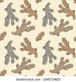 Ginger spice icons pattern. Dried ginger condiment seamless background. Seamless pattern vector illustration