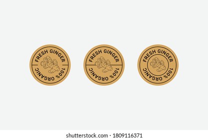 Ginger stamp badge label design set. Circle form Ginger templates. Element for design, advertising, packaging of Ginger products