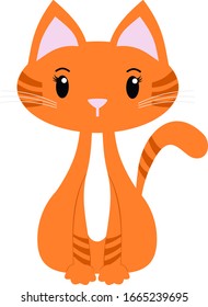 Ginger striped Cat sitting cute clear backed vector cartoon