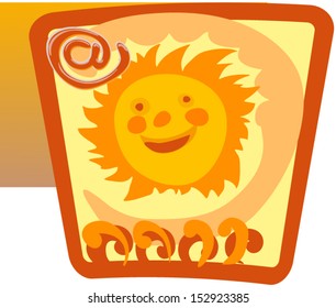 ginger sun Email sign on the background of a smiling sun 