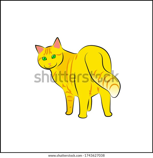 しっぽのベクターイラストを見せる生姜の猫 のベクター画像素材 ロイヤリティフリー
