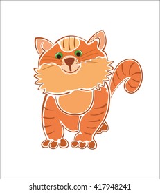 Ginger tabby funny cute cat cartoon style vector image isolated on white background