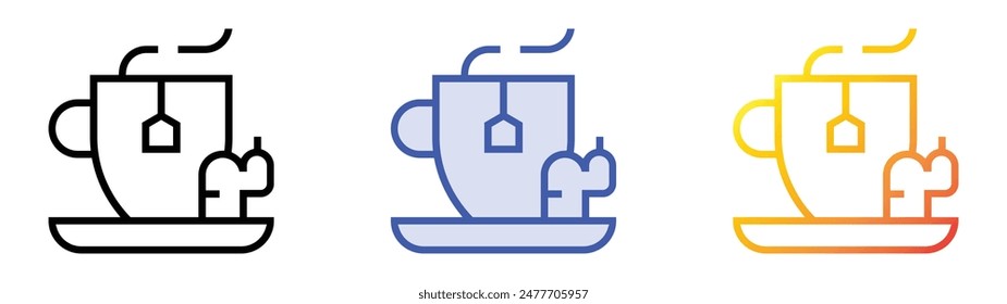 ginger tea icon. Linear, Blue Fill and Gradient Style Design Isolated On White Background