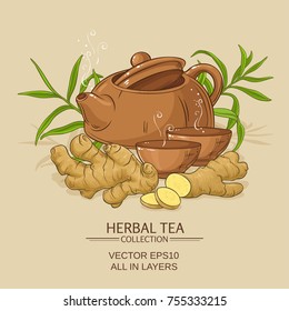 ginger tea vector illustration on color background