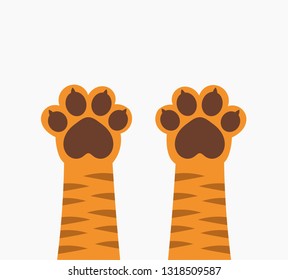 Ginger tiger cat paws up. Vector illustration.